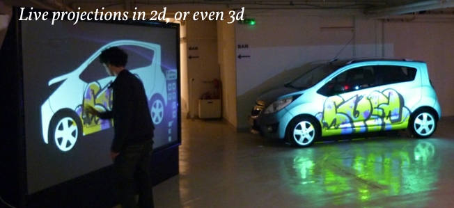 3d projections and live painting of car