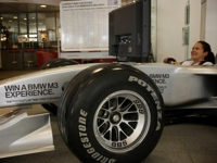 Formula 1 racing simulator on exhibition booth