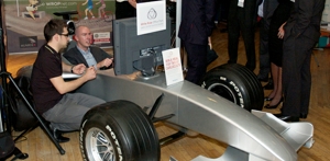 F1 cockpit racing simulator at exhibition